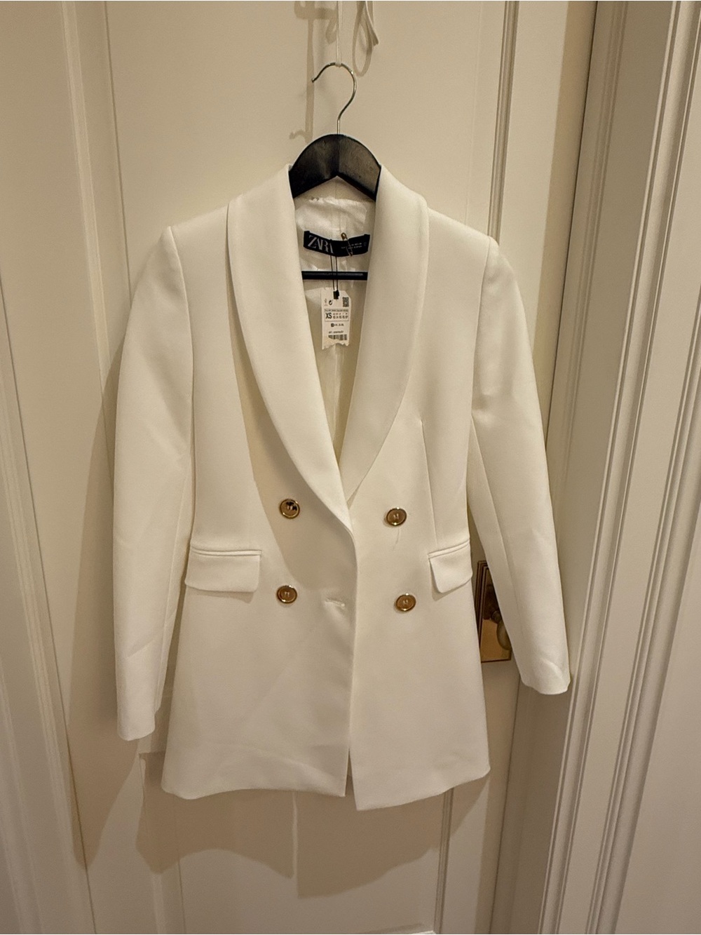 Zara White Double-Breasted Blazer dress